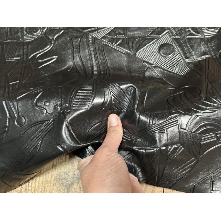 Peau de cuir d'agneau grain sovietico noir - maroquinerie - ameublement - Cuir en Stock