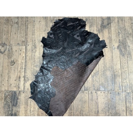 Peau de cuir de mouton grain sovietico marron ébène - maroquinerie - ameublement - Cuir en Stock