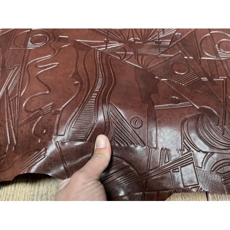 Peau de cuir de mouton grain sovietico brun choco - maroquinerie - ameublement - Cuir en Stock