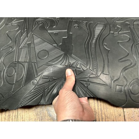 Peau de cuir de mouton grain sovietico noir mat - maroquinerie - ameublement - Cuir en Stock