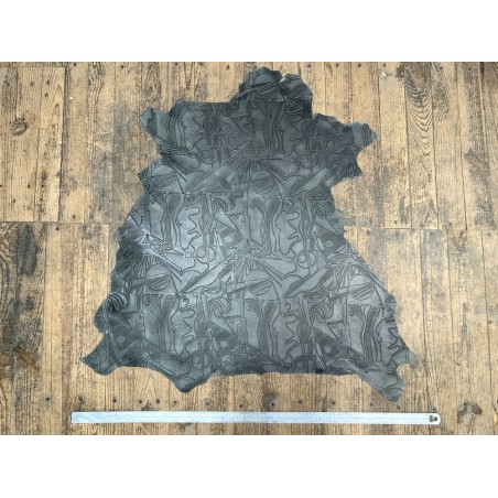 Peau de cuir de mouton grain sovietico gris - maroquinerie - ameublement - Cuir en Stock