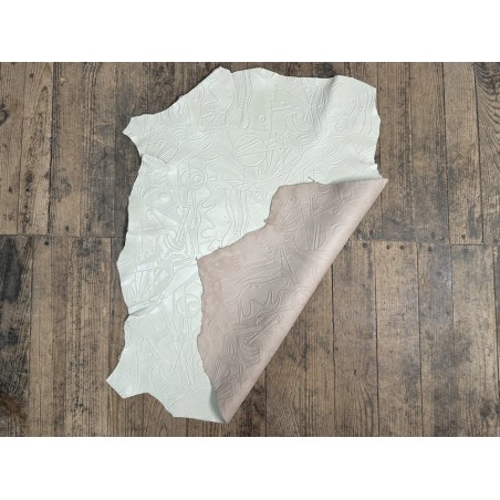 Peau de cuir de mouton grain sovietico ivoire - maroquinerie - ameublement - Cuir en Stock