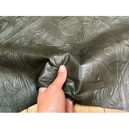 Peau de cuir d'agneau grain sovietico vert bouteille - maroquinerie - ameublement - Cuir en Stock