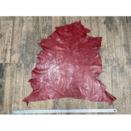Peau de cuir d'agneau grain sovietico rouge pourpre - maroquinerie - Cuir en Stock