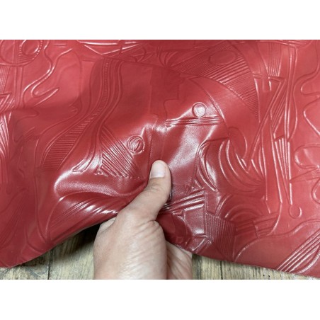 Peau de cuir d'agneau grain sovietico rouge pourpre - maroquinerie - Cuir en Stock