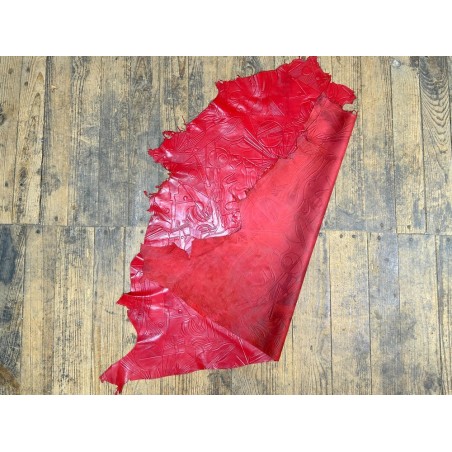 Peau de cuir d'agneau grain sovietico rouge vif - maroquinerie - Cuir en Stock