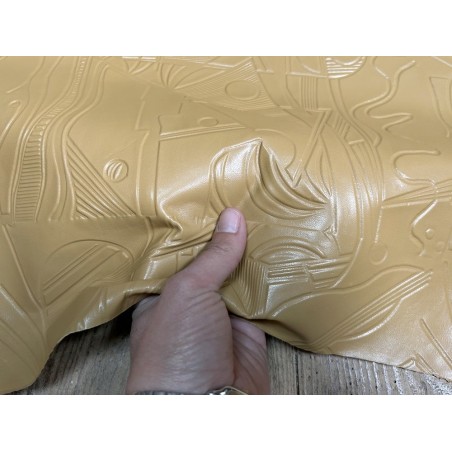 Peau de cuir d'agneau grain sovietico beige sable - maroquinerie - Cuir en Stock