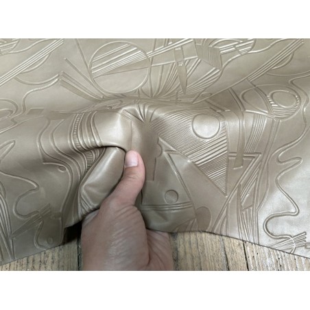 Peau de cuir d'agneau grain sovietico greige - maroquinerie - Cuir en Stock