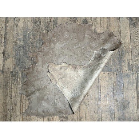 Peau de cuir d'agneau grain sovietico greige - maroquinerie - Cuir en Stock