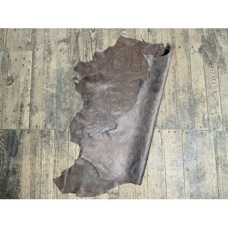 Peau de cuir d'agneau grain sovietico brun taupe - maroquinerie - Cuir en Stock