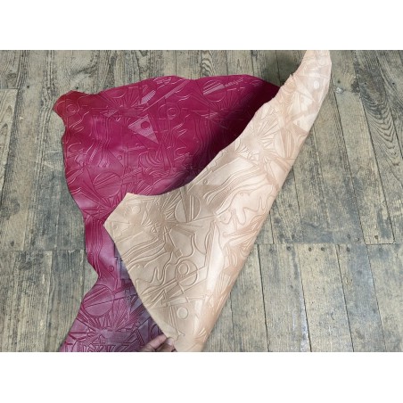Peau de cuir de mouton tannage végétal grain sovietico fuchsia - maroquinerie - ameublement - Cuir en Stock
