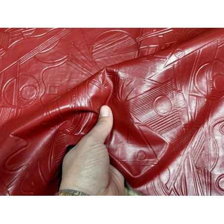 Peau de cuir de chèvre grain sovietico rouge profond - maroquinerie - Cuir en Stock