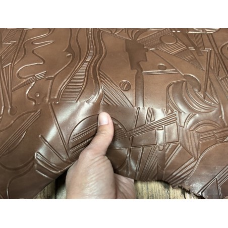 Peau de cuir de chèvre grain sovietico brun noisette - maroquinerie - Cuir en Stock