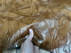 Peau de cuir de chèvre grain sovietico brun caramel - maroquinerie - Cuir en Stock