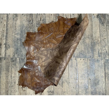 Peau de cuir de chèvre grain sovietico brun caramel - maroquinerie - Cuir en Stock