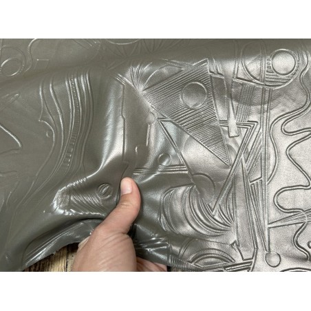 Peau de cuir de mouton grain sovietico gris - maroquinerie - ameublement - Cuir en Stock