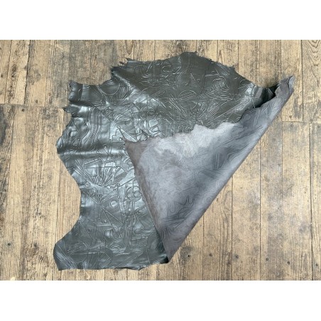 Peau de cuir de mouton grain sovietico gris - maroquinerie - ameublement - Cuir en Stock