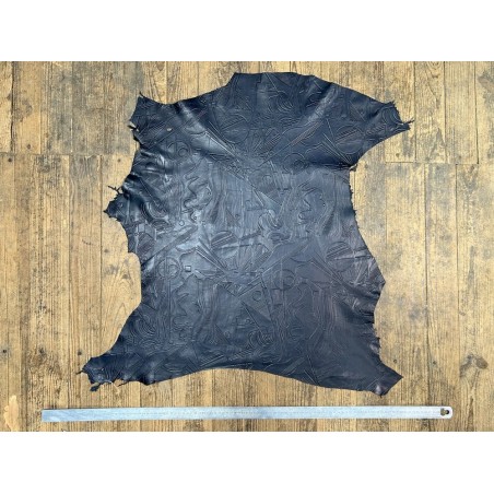 Peau de cuir d'agneau grain sovietico bleu nuit - maroquinerie - Cuir en Stock
