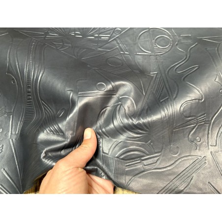 Peau de cuir d'agneau grain sovietico bleu nuit - maroquinerie - Cuir en Stock