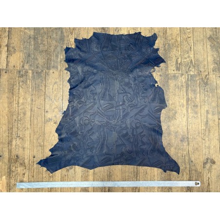 Peau de cuir de chèvre grain sovietico bleu nuit mat - maroquinerie - Cuir en Stock
