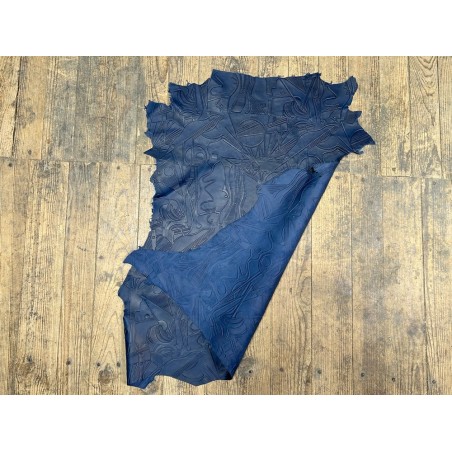 Peau de cuir de chèvre grain sovietico bleu nuit mat - maroquinerie - Cuir en Stock