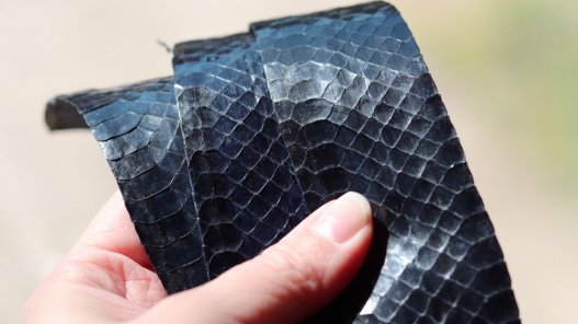 cuir de serpent bleu marine morceaux de peau Cuir en Stock