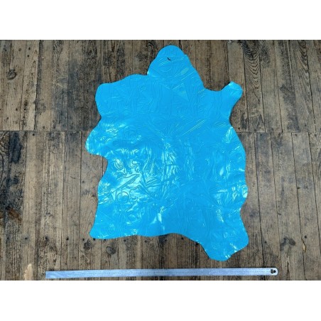 Peau de cuir de chèvre grain sovietico bleu turquoise - maroquinerie - Cuir en Stock