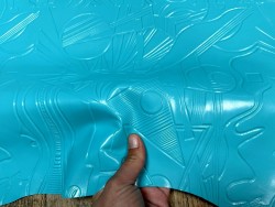 Peau de cuir de chèvre grain sovietico bleu turquoise - maroquinerie - Cuir en Stock