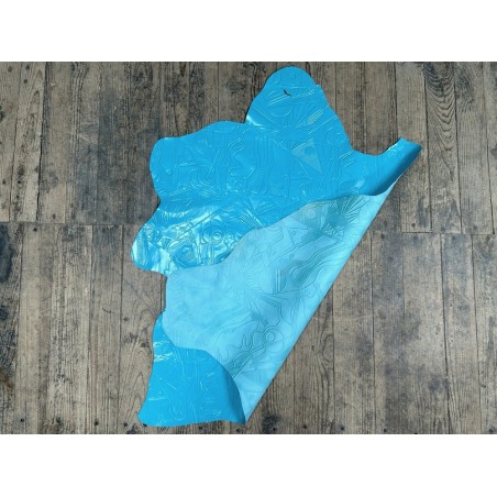 Peau de cuir de chèvre grain sovietico bleu turquoise - maroquinerie - Cuir en Stock