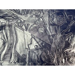 Peau de cuir de chèvre grain sovietico bleu marine satiné - maroquinerie - Cuir en Stock