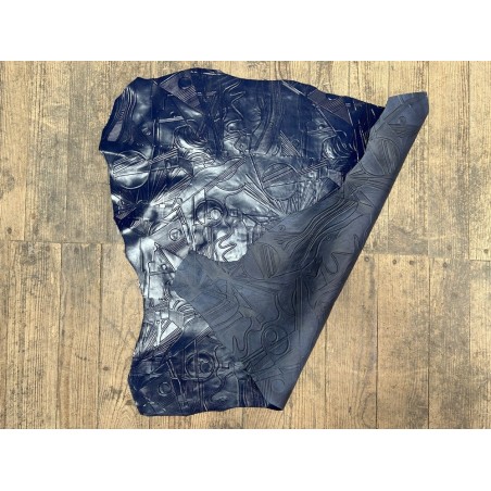 Peau de cuir de chèvre grain sovietico bleu marine satiné - maroquinerie - Cuir en Stock