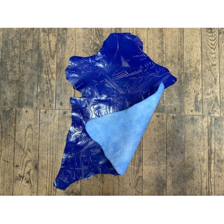 Peau de cuir de chèvre grain sovietico bleu outremer - maroquinerie - Cuir en Stock