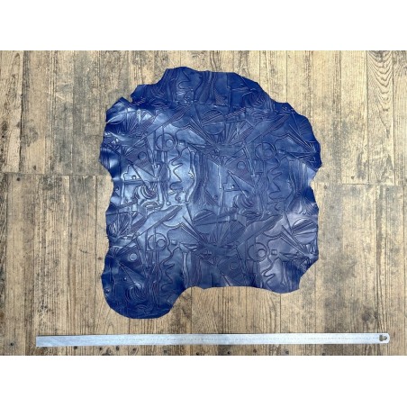 Peau de cuir de chèvre grain sovietico bleu marine mat - maroquinerie - Cuir en Stock
