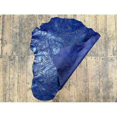 Peau de cuir de chèvre grain sovietico bleu marine mat - maroquinerie - Cuir en Stock