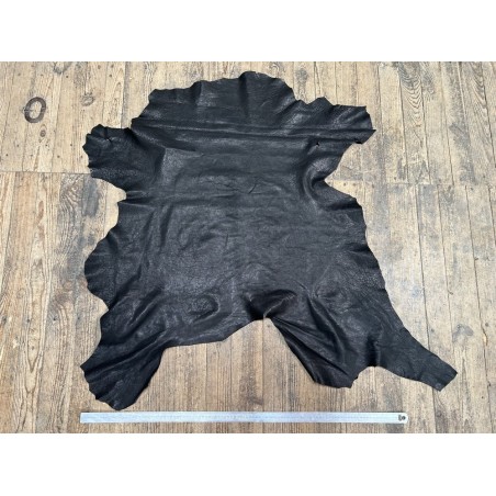 Peau de cuir de buffle véritable noir - Maroquinerie - Cuir en Stock