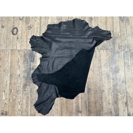 Peau de cuir de buffle véritable noir - Maroquinerie - Cuir en Stock