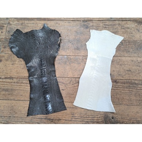 Lot de 2 pattes d'autruche - A - Blanc/Gris anthracite - Cuir en Stock