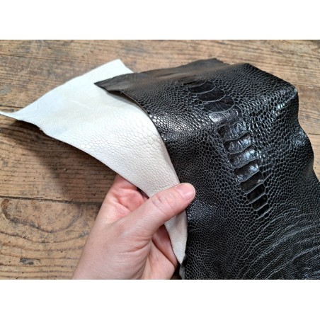 Lot de 2 pattes d'autruche - A - Blanc/Gris anthracite - Cuir en Stock