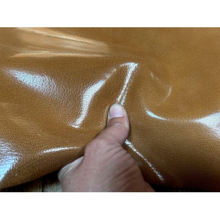 Peau de cuir de chèvre tannage végétal glacé - Havane - cuirenstock
