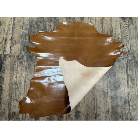 Peau de cuir de chèvre tannage végétal glacé - Havane - cuirenstock