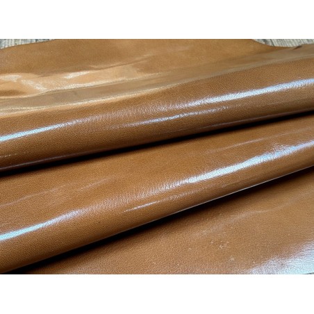 Peau de cuir de chèvre tannage végétal glacé - Havane - cuirenstock