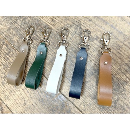 Porte clés fin en cuir avec petit  mousqueton - 5 coloris - idée cadeau - goodies - Cuirenstock