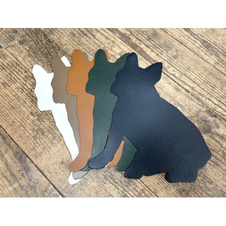 Tapis de souris en cuir véritable - Bouledogue - idée cadeau - Cuir en Stock