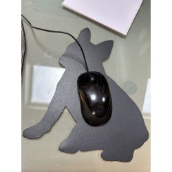 Tapis de souris en cuir véritable - Bouledogue - idée cadeau - Cuir en Stock