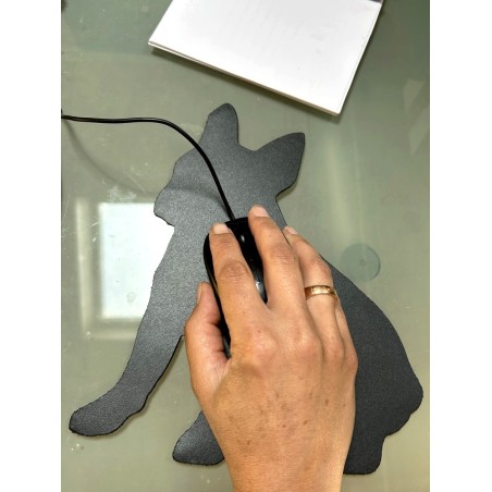 Tapis de souris en cuir véritable - Bouledogue - idée cadeau - Cuir en Stock