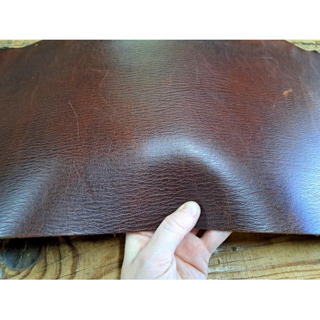 Bande de collet tannage végétal grainé - Châtaigne - Cuir en Stock