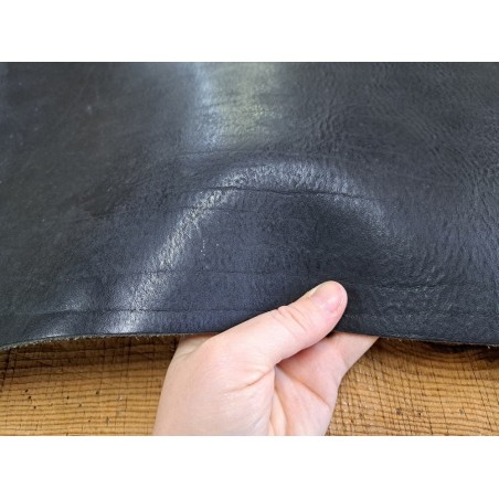 Bande de collet tannage végétal grainé - Noir - Cuir en Stock