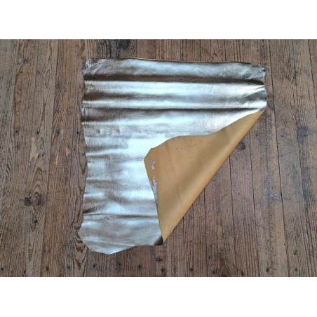 Peau de cuir de chèvre métallisé light gold - Cuirenstock