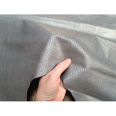 Peau de cuir de porc métallisé argent - Gris - Cuirenstock