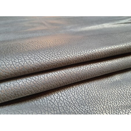 Peau de cuir de porc métallisé argent - Gris - Cuirenstock